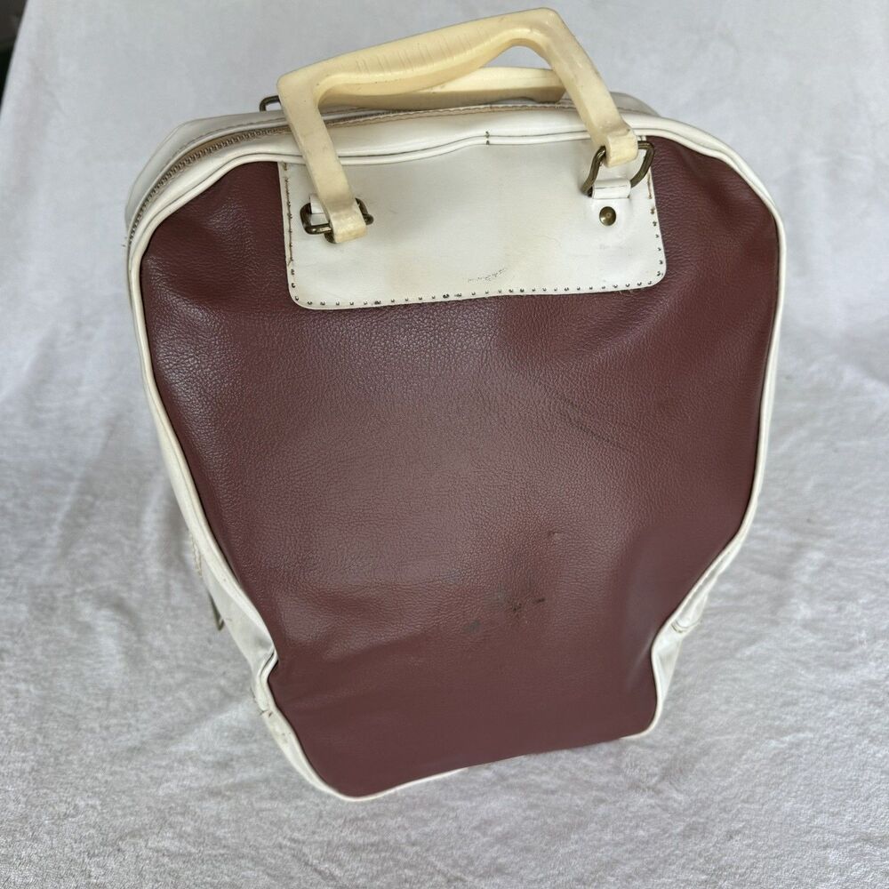 Vintage Pittsburgh Pack-N-Go Bowling Ball Carrier Bag Brown White Double Handle